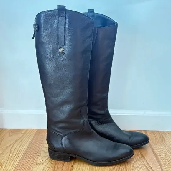 Sam Edelman Black Penny Ridding Boots Tall Leather True to size 10us - Picture 6 of 7